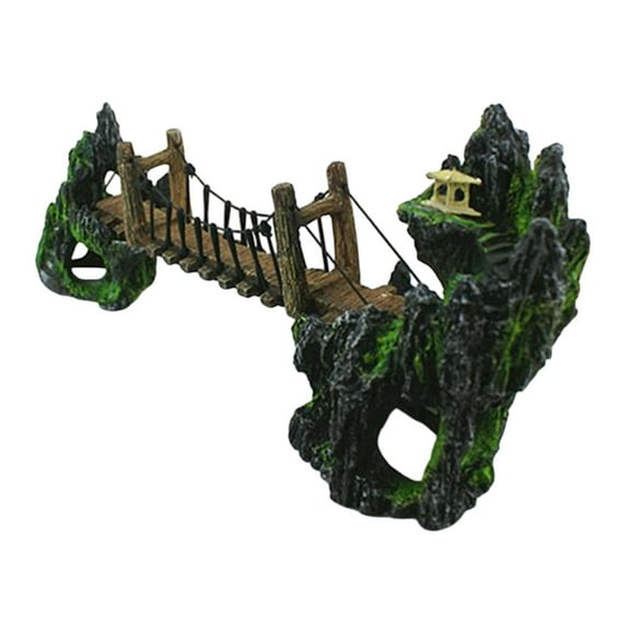 Fancyes Tank Decoration Micro -landscape for Betta Hiding Place, Bridge Mountains Draw Decor Aquarium Ornament for Garden