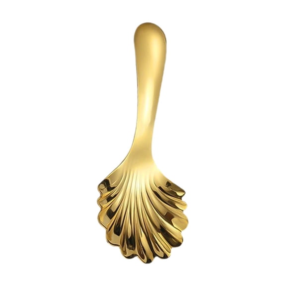 Fancyes Teason Spoon Tablespoons, Portable Shell in The Shape of A Versatile Mini-short-handed Short-handed, Spoon for The Seasoning with Cake with Cake gold