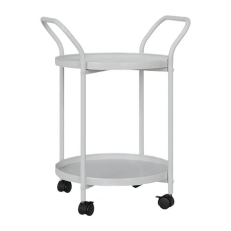 Fancyes Utility Cart Coffee Table with Wheels High -performance Multipurpose Round Side Table, The Car Served for Garage Kitchen white