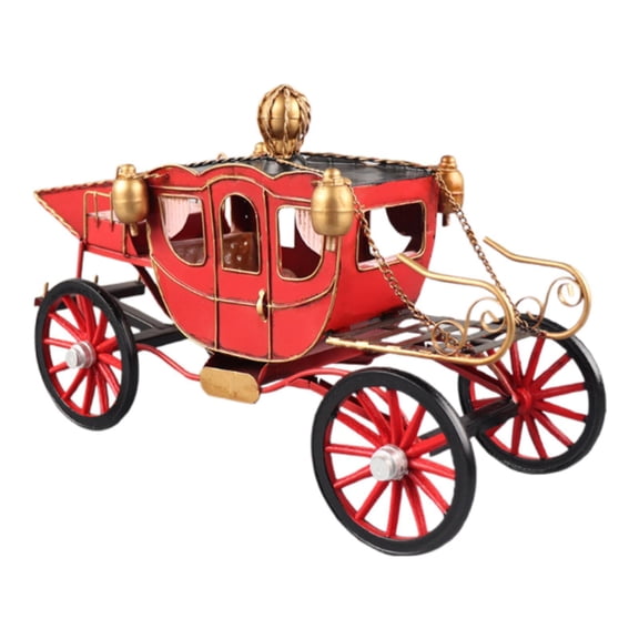 Fancyes Vintage Carriage Model ,Collectible Display Souvenirs Gift Living Room Ornament Novelty Decor Cabinet Piece Ornament, Red
