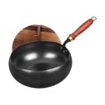 thumbnail image 1 of Fancyes WOK Pan Cooking Wok Koch Dish Manual Forging Multi -purpose Universal Wooden Handle Flat Lower Chinese Wok for Camping Restaurant with lid, 1 of 8