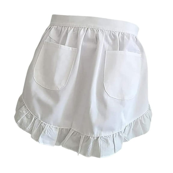 Fancyes Waist Apron,Short Half Waist Apron,Elegant Restaurant Apron with 2 Pockets,Maid Apron,Half Apron Server Aprons for Restauran white