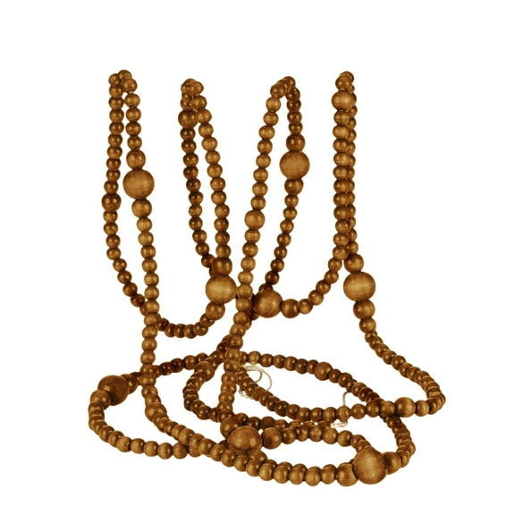 Fancyes Wood Beads Garland Christmas Beaded Garland Rustic Prayer Beads Wall Hanging for Indoor Outdoor Fireplace Home Holiday Favors Coffee