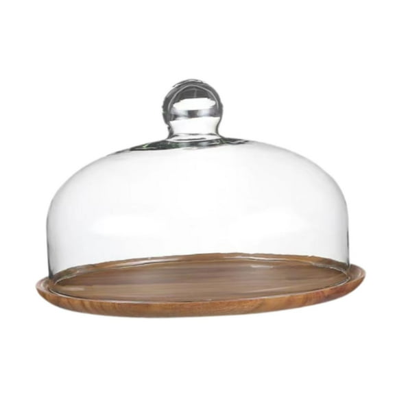 Fancyes Wood Cake Stand with Lid Cake Fruit Display Server Tray Serving Platter Cake Holder for Festive Party Wedding Dessert Muffins 26cm lid