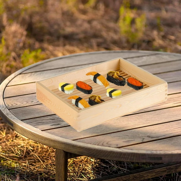 Fancyes Wood Serving Tray Buffet Server Platter Rectangular Salmon Plate Sashimi Beef Serving Plate for Parties Holidays Entertaining S