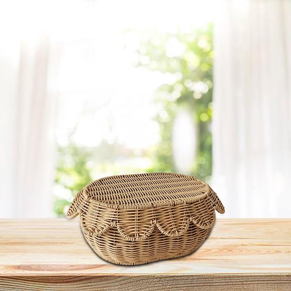 Fancyes Woven Bread Basket Dustproof Woven Serving Basket for Restaurant Home Picnic M M