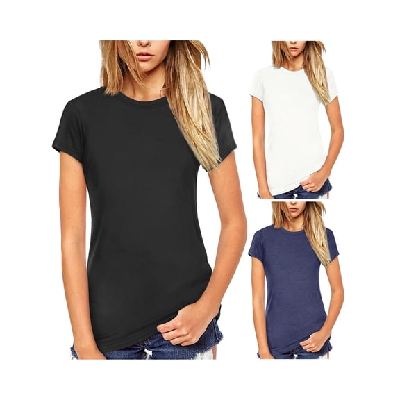 Fancyglim 3 Pack T Shirts for Women Crew Neck Short Sleeve T-shirts Casual Plain Tee Tops XL