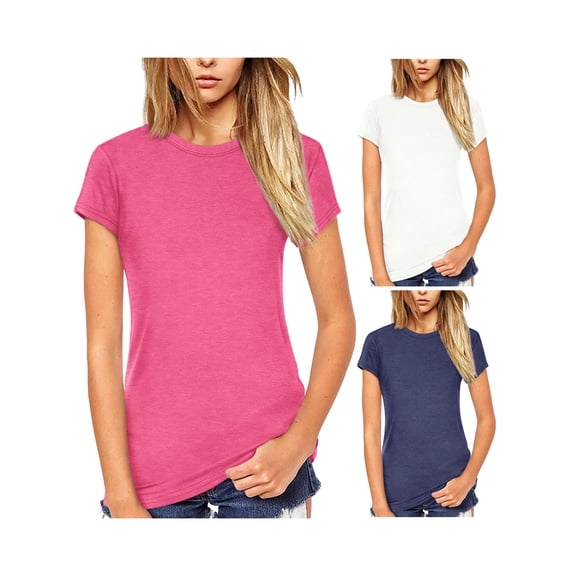 Fancyglim 3 Pack T Shirts for Women Summer Crew Neck Short Sleeve T-shirts Casual Basic Tee Tops XL