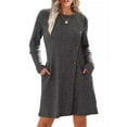 thumbnail image 1 of Fancyglim Long Sleeve Dress for Women Crewneck Buttons Side Knitted Tunic Sweater Mini Dresses with Pocket Gray XL, 1 of 6