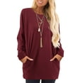 thumbnail image 1 of Fancyglim Long Sleeve Tunic Tops for Women Dressy Fall Shirt with Pockets Burgundy M, 1 of 7