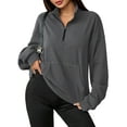 thumbnail image 1 of Fancyglim Sweatshirts for Women Oversized Fleece Tops Fall Half Zip V Neck Long Sleeve Drawstring Pullover Gray XL, 1 of 7