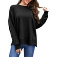 thumbnail image 1 of Fancyglim Sweatshirts for Women Plus Size Crew Neck Tops Long Sleeve Oversized Fleece Shirts with Pockets Thumb Holes Black 3XL, 1 of 8