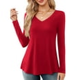 thumbnail image 1 of Fancyglim Tunic Tops for Women Casual V Neck Shirts Aline Blouse Burgundy 2XL, 1 of 10