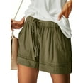 thumbnail image 1 of Fancyglim Women Casual Shorts Drawstring Comfy Elastic Waist Summer Beach Pull On Short Pants with Pockets Green Medium, 1 of 7
