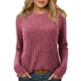 thumbnail image 1 of Fancyglim Women Long Sleeve Shirts Crew Neck Casual Tunic Tops Sweaters Burgundy L, 1 of 8