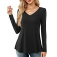 thumbnail image 1 of Fancyglim Women Long Sleeve Tunic Tops Casual V Neck Plain Shirts Blouse Black M, 1 of 10