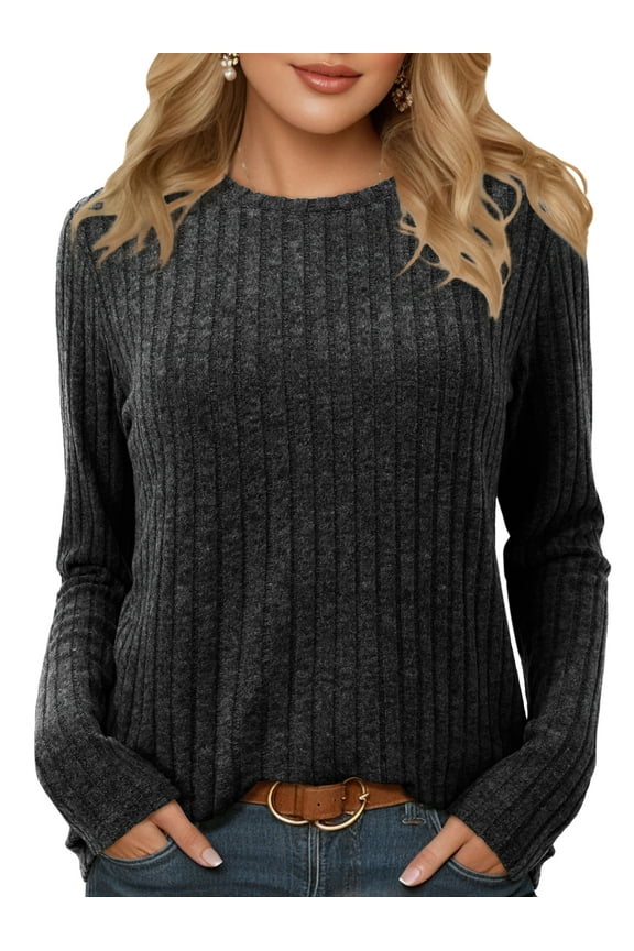 Women Plus Size Shirt Long Sleeve Pullover Crew Neck Casual Tunic Tops Fall Winter Sweaters Black 3XL