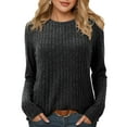 thumbnail image 1 of Fancyglim Women Plus Size Shirt Long Sleeve Pullover Crew Neck Casual Tunic Tops Fall Winter Sweaters Black 4XL, 1 of 8