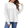 thumbnail image 1 of Fancyglim Women Plus Sweatshirts Crew Neck Pullover Tops Long Sleeve Oversized Fleece Shirts with Pockets Thumb Holes White 2XL, 1 of 8