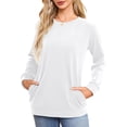 thumbnail image 1 of Fancyglim Women Sweatshirts Crew Neck Long Sleeve Tunic Tops Casual Pullover with Pockets White S, 1 of 6