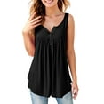 thumbnail image 1 of Fancyglim Women Tank Top Tunic Summer V Neck Sleeveless Henley Shirts Black L, 1 of 5