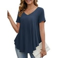 thumbnail image 1 of Fancyglim Women Tunic Tops V-Neck Short Sleeve A Line Blouse Summer Shirt M - 3XL, 1 of 5