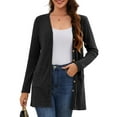 thumbnail image 1 of Fancyglim Women's Cardigan Lightweight Soft Knit Fall Sweater Blue Large Long Sleeve Open Front Coat with Pockets Black L, 1 of 7