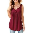 thumbnail image 1 of Fancyglim Women's Henley Tank Top Button Up Shirt V Neck Plain Tunic Burgundy 2XL, 1 of 5