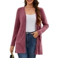thumbnail image 1 of Fancyglim Women's Long Sleeve Cardigan Sweater Lightweight Button Down Brushed Knit Tops with Pockets Burgundy XL, 1 of 6