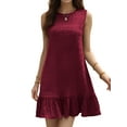 thumbnail image 1 of Fancyglim Women's Sleeveless Tank Dress Summer Crew Neck Casual Ruffle Hem Mini Dresses, 1 of 5