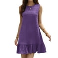 thumbnail image 1 of Fancyglim Women's Sleeveless Tank Dress Summer Crew Neck Casual Ruffle Hem Mini Dresses, 1 of 5