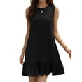thumbnail image 1 of Fancyglim Women's Sleeveless Tank Dress Summer Crew Neck Casual Ruffle Hem Mini Dresses, 1 of 5
