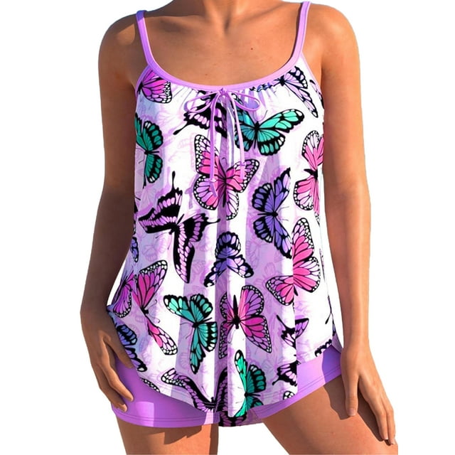 Jylfc Womens Conservative Tankini Plus Size Printed Swimsuits Tummy