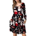 thumbnail image 1 of Fancyglim Womens Dresses for Christmas Crew Neck Long Sleeve Loose Fits T Shirt Aline Dress with Pockets Black 2XL, 1 of 7