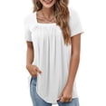 thumbnail image 1 of Fancyglim Womens Shirts Short Sleeve T shirts Tunic Tops, White XL, 1 of 4
