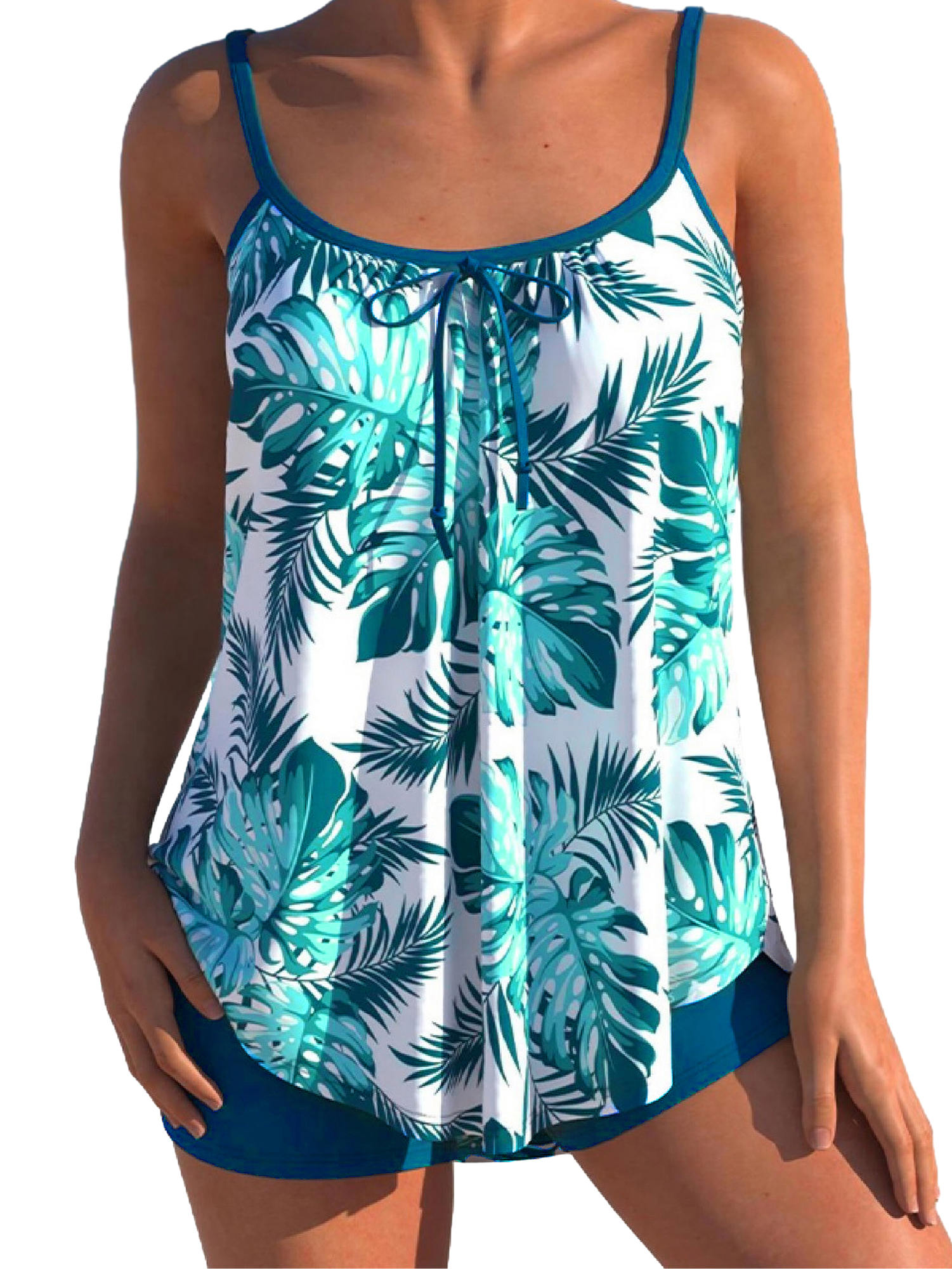 OPHPY Womens Swimsuits Tankini Ruffle High Waisted Bathing Suits Two ...