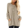 thumbnail image 1 of Fancyglim Womens Scoop Neck Tshirt Long Sleeve Loose Fit Tunic Shirts Khaki M, 1 of 5