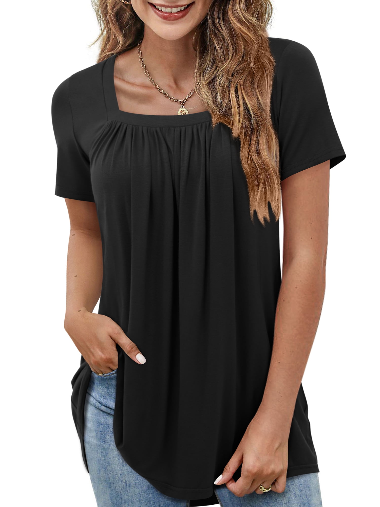 OFEEFAN Women's Fall Sweatshirt - Curved Hem Tunic Top To Wear With Leggings (Burgundy, Small)