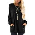 thumbnail image 1 of Fancyglim Womens T Shirts Long Sleeve Blouses Tunic Tops with Pockets Black XL, 1 of 4