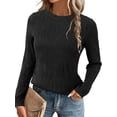 thumbnail image 1 of Fancyglim Womens Tops Long Sleeve Textured T Shirts Casual Crewneck Blouses Black L, 1 of 6