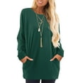 thumbnail image 1 of Fancyglim Womens Tunic Tops Casual Long Sleeve Shirts Crew Neck Sweatshirt Blouses with Pockets Green M, 1 of 7