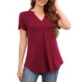 thumbnail image 1 of Fancyglim Womens Tunic Tops Summer Short Sleeve V Neck Shirts Blouse Burgundy M, 1 of 5