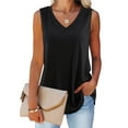thumbnail image 1 of Fancyglim Womens Vest Tops Summer Sleeveless Shirt Casual Loose Tunic Black XL, 1 of 5