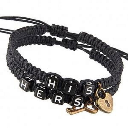 Fancyleo HIS and Hers Handmade Braided Key and Lock Charms Couple Bracelets