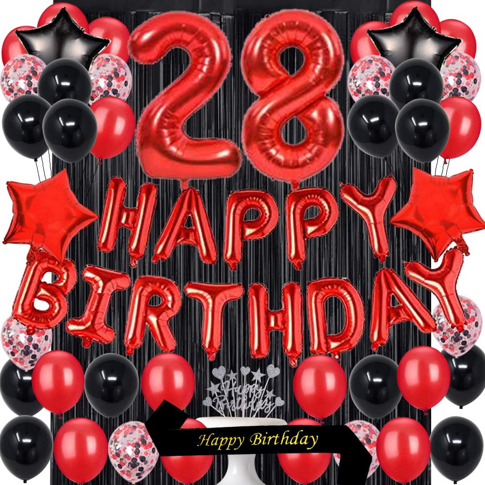 Fancypartyshop 28TH BirthdayTRDN Party Decorations Supplies Red Black ...