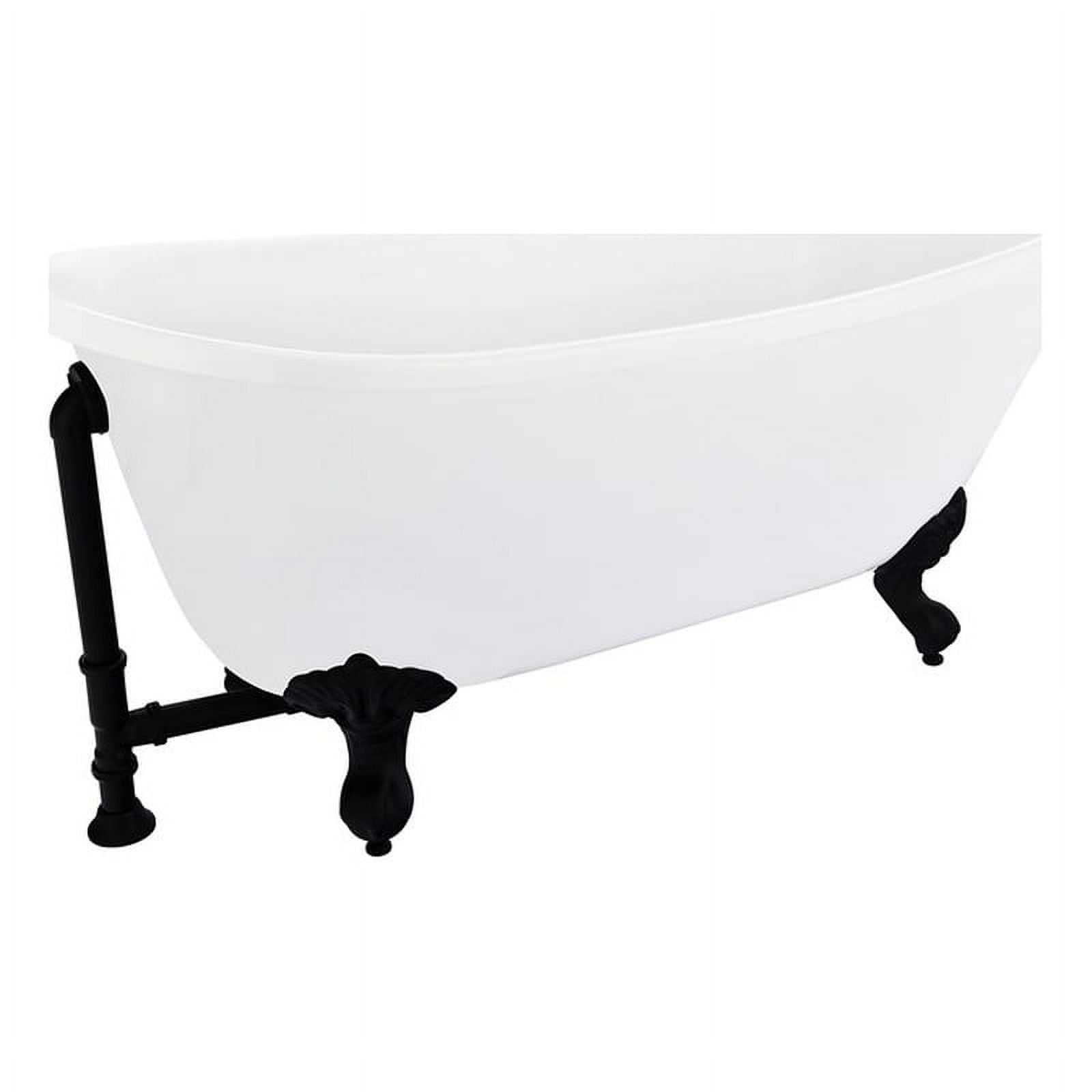 Fandi 64" x 28" Acrylic Clawfoot Soaking Bathtub in White with Drain