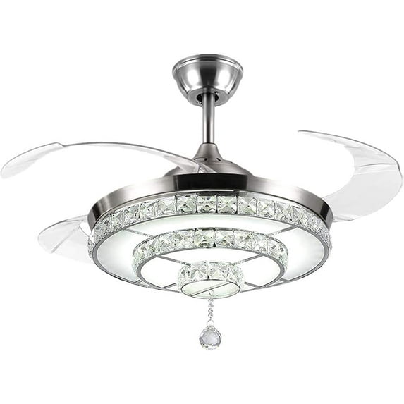 Fandian Ceiling Fan with Lights, Remote Chandelier Fixture, Fandelier, Color Changes Lighting Decors for Living Room, Dining Room, Bedroom