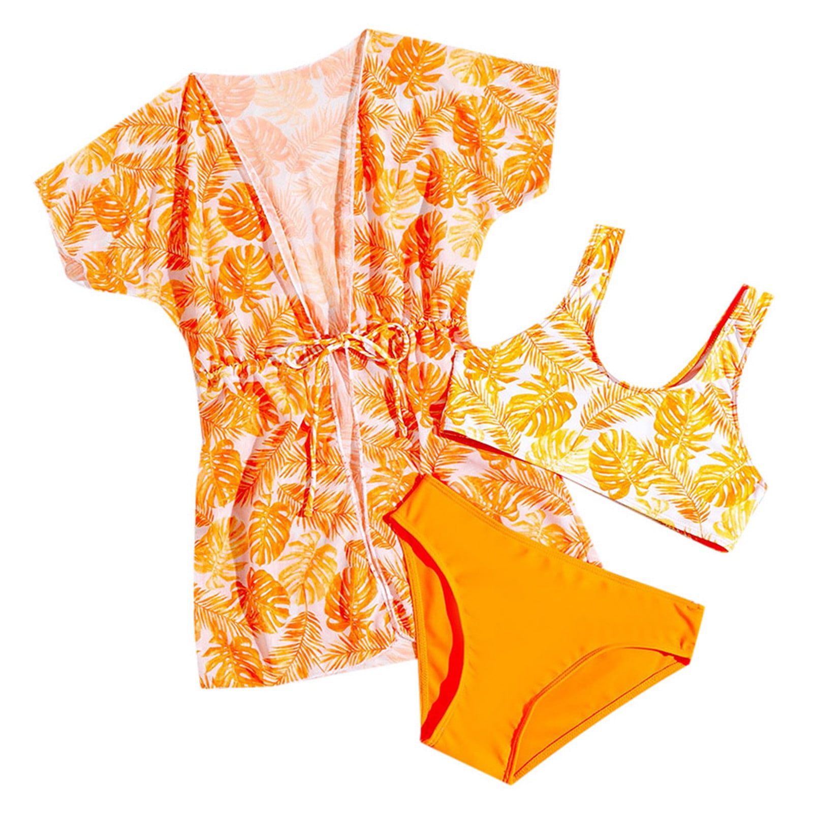 Fandiiiii Girls 3 Piece Tropical Bathing Suits Cute Bikini Swimsuit