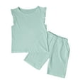 thumbnail image 1 of Fandiiiii New Photo Prop Crib Outfits For Teen Kids Girls Child Sleeveless Solid T Shirt Girls Tops Ruffles Vest Shorts Set, 1 of 5