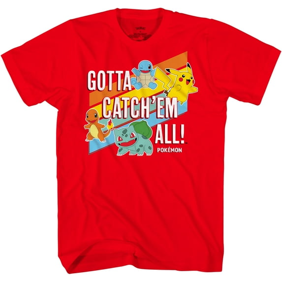 Fandom Republic Gotta Catch Em All Pokemon Classics Youth T-shirt, Red